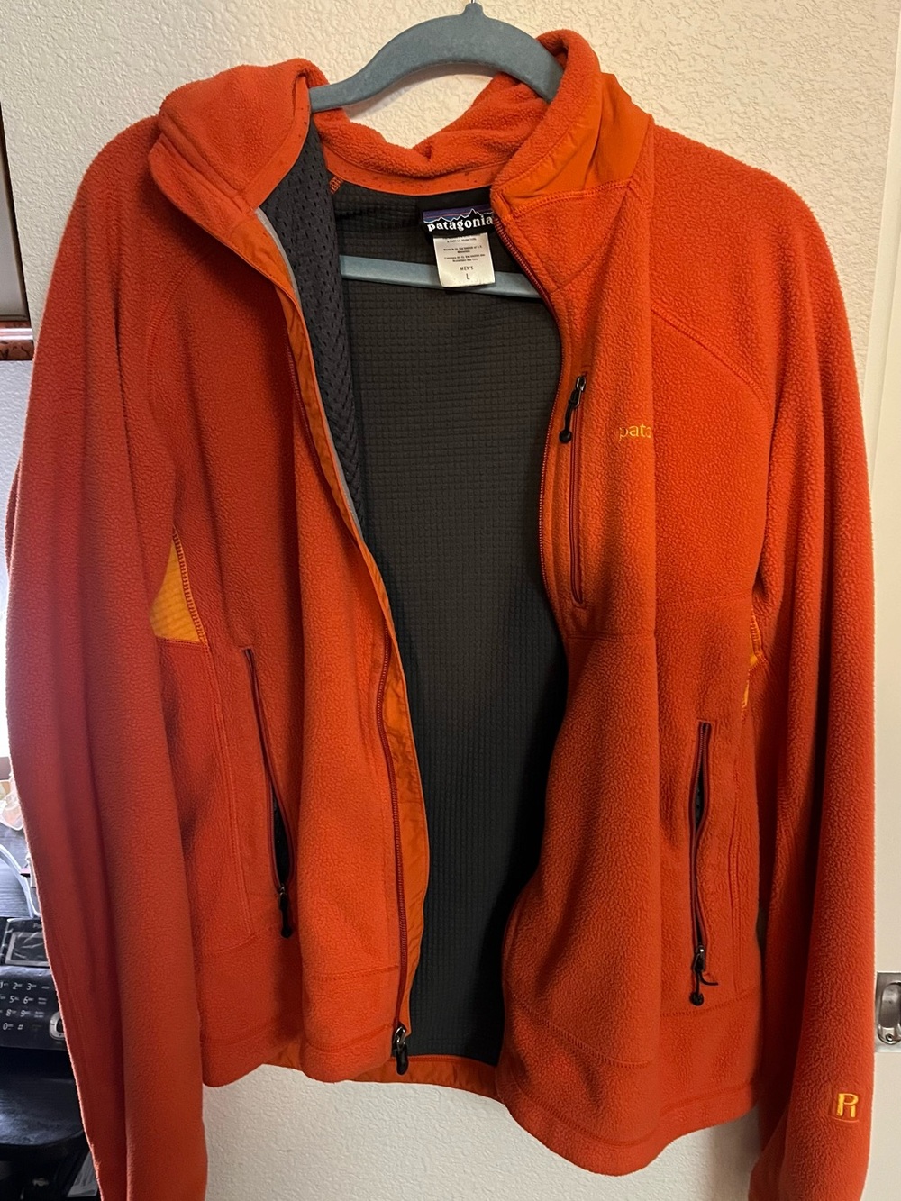 Patagonia Orange Lightweight Fleece Jacket with Zip Pockets